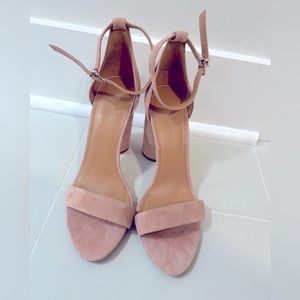 JCREW light pink suede block heels